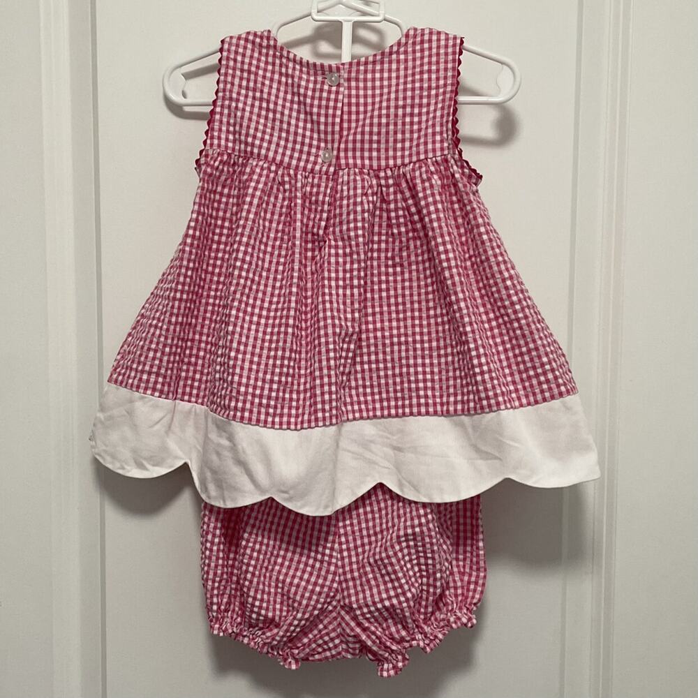 Youngland Seersucker Gingham Ladybug dress and bubble bottoms Size 12M - Picture 4 of 10